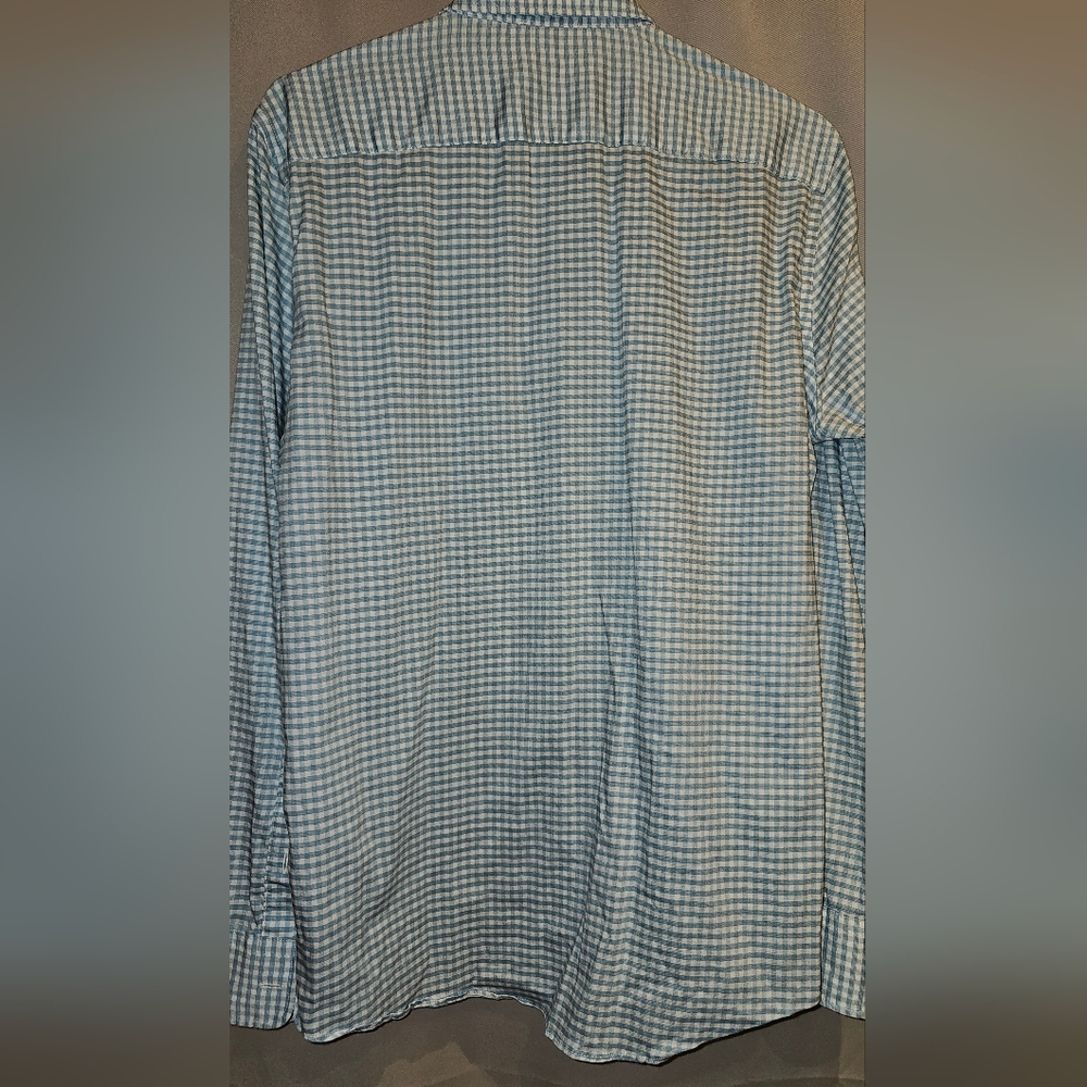 Faherty Light Blue Gingham Button Down Shirt - image 5